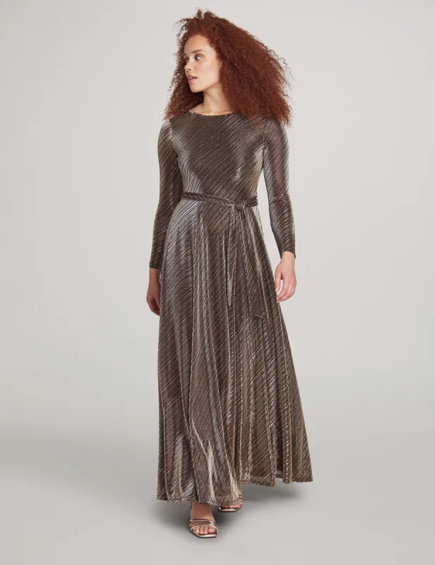 Printed Mesh Long Sleeve Maxi Dress sold by Anne Klein