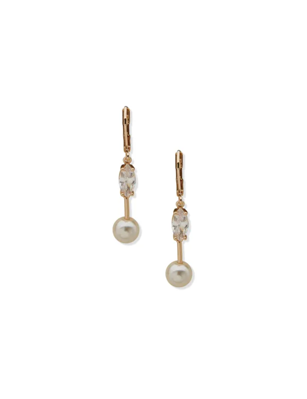 Levback Crystal With Pearl Drop Earrings sold by Anne Klein