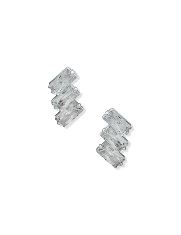 Baguette Stone Stud CZ Pierced Earrings sold by Anne Klein