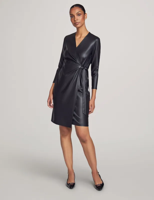 Vegan Leather Classic Wrap Dress sold by Anne Klein