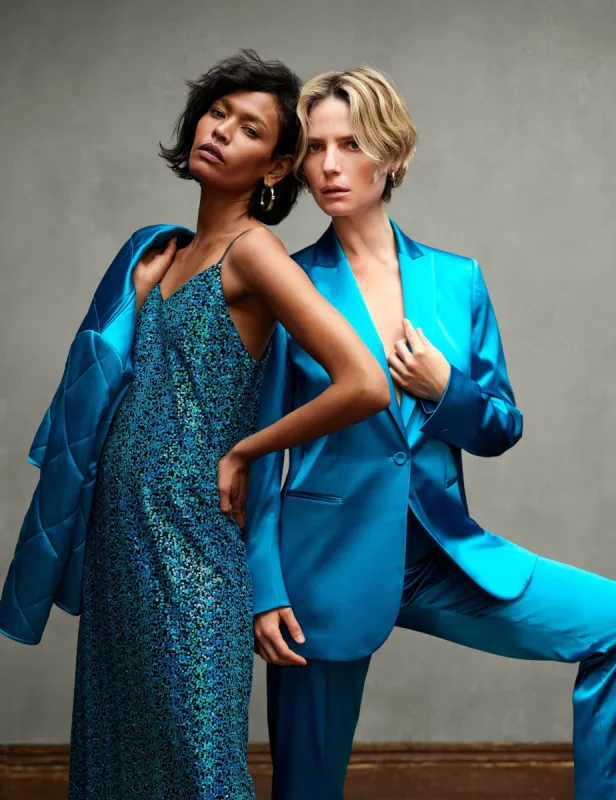 Satin Diamond Collarless Quilted Jacket- Clearance sold by Anne Klein