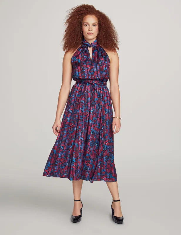 Printed Twist Neck Halter Midi Dress sold by Anne Klein