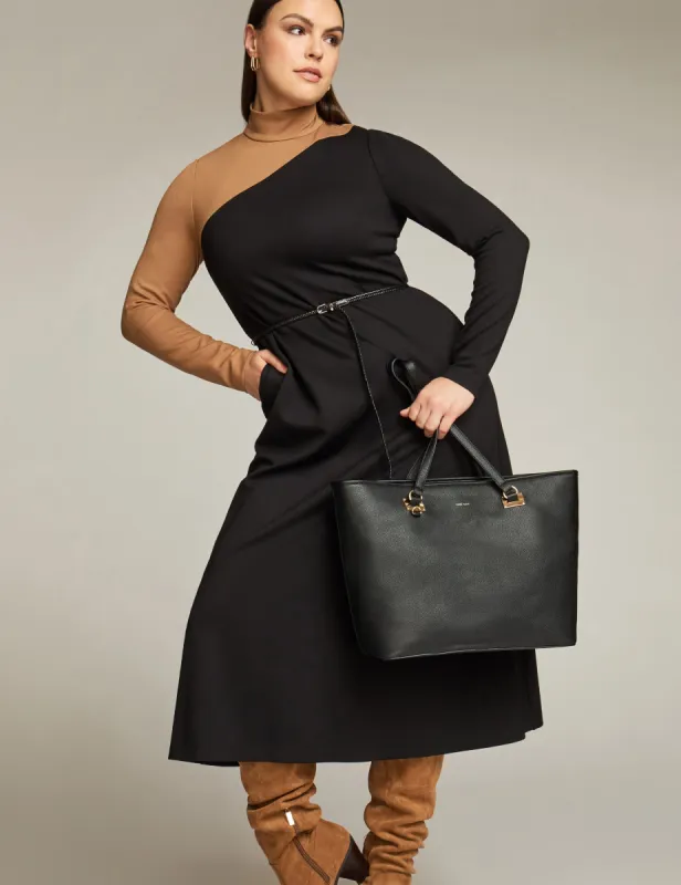 Color Blocked Mock Neck Midi Dress sold by Anne Klein