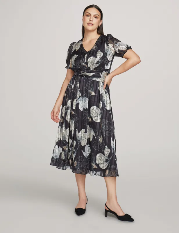 Puff Sleeve Midi Wrap Dress sold by Anne Klein