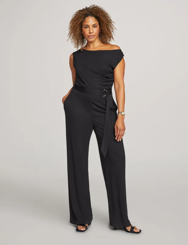 Off-One-Shoulder Side Ruched Jumpsuit sold by Anne Klein