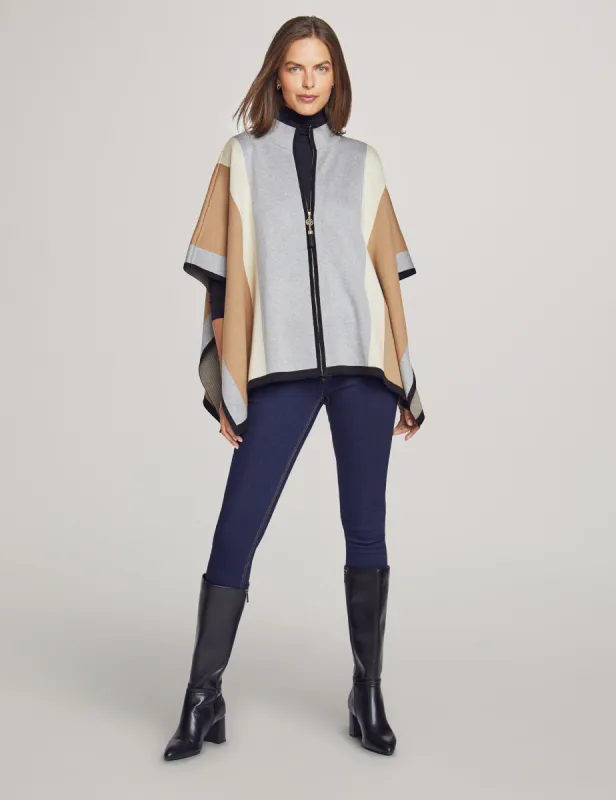 Vertical Stripe Zip Front Cape sold by Anne Klein