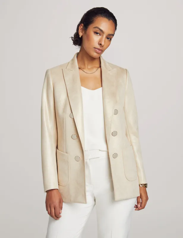Foil Scuba Suede Faux Double Breasted Jacket made by Kasper