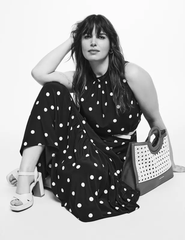 Dot Print Tiered Tie Neck Maxi Dress- Sale sold by Anne Klein