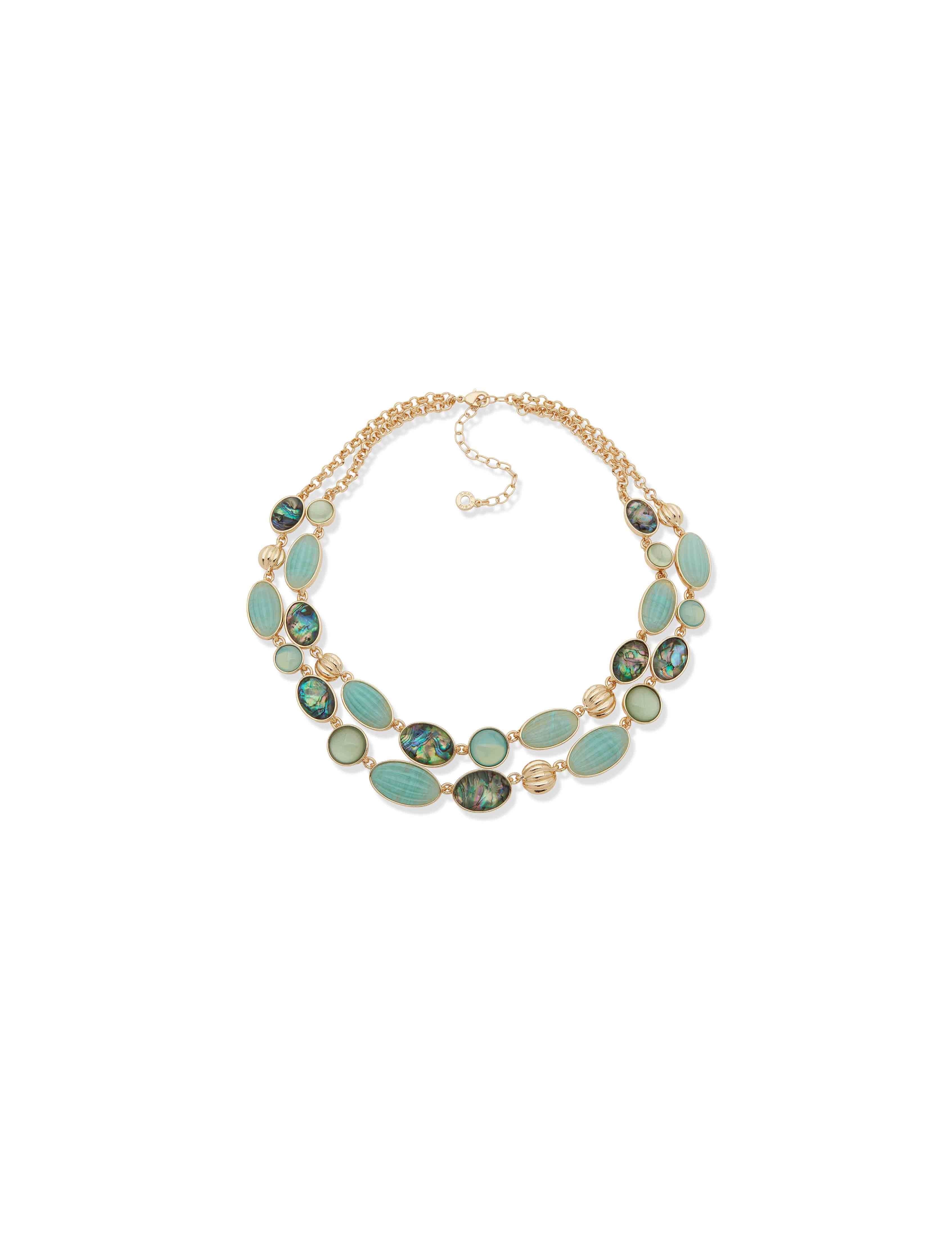 Gold Multi Row Stone Necklace sold by Anne Klein