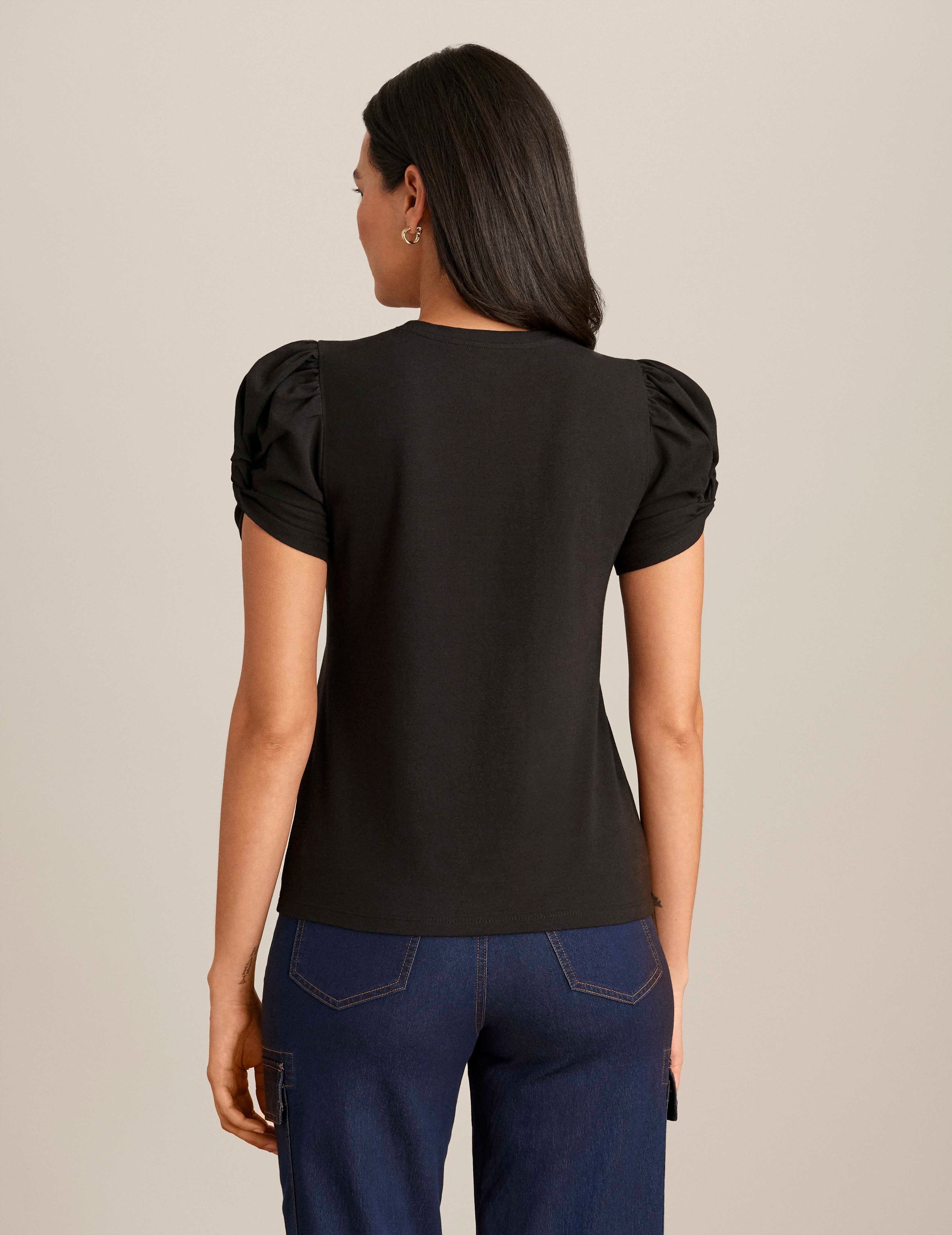 Costal Knit Twisted Puff Sleeve Top sold by Anne Klein product image thumbnail 2
