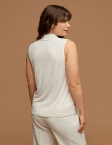 Plus Size Triple Pleat Neck Top sold by Anne Klein