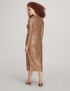 Sequin Long Sleeve Mock Neck Fitted Midi Dress sold by Anne Klein