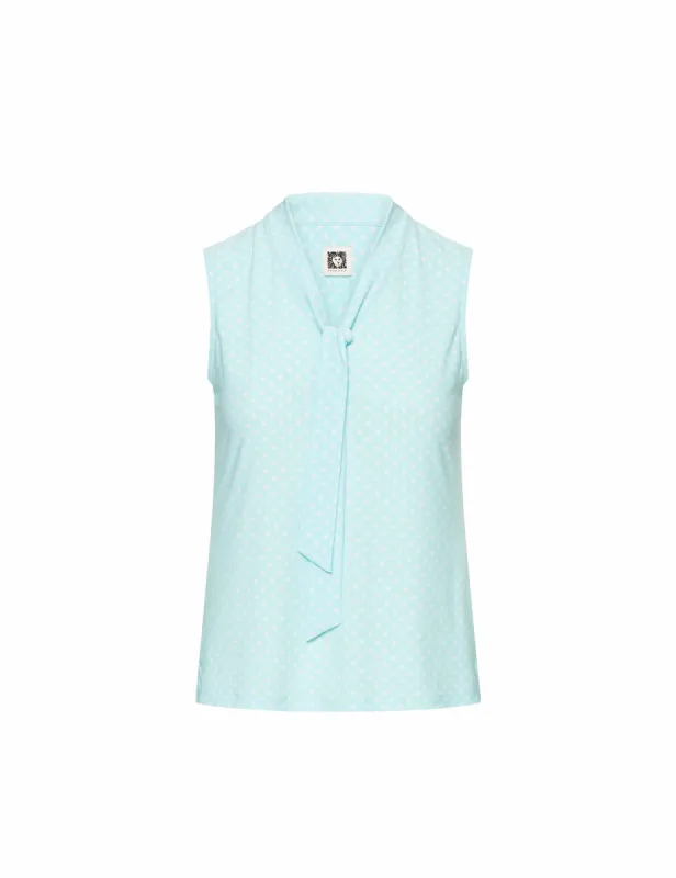 Printed V-Neck Sleeveless Tie Blouse- Clearance sold by Anne Klein