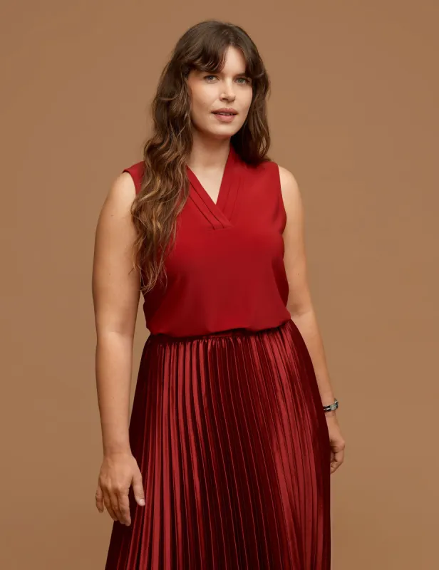 Plus Size Solid Triple Pleat Top sold by Anne Klein