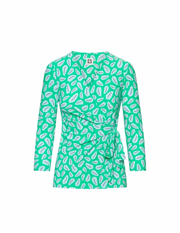 Printed 3/4 Sleeve Wrap Top- Clearance sold by Anne Klein