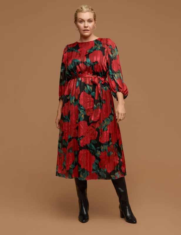 Plus Size Jewel Neck Puff Sleeve Midi Dress sold by Anne Klein