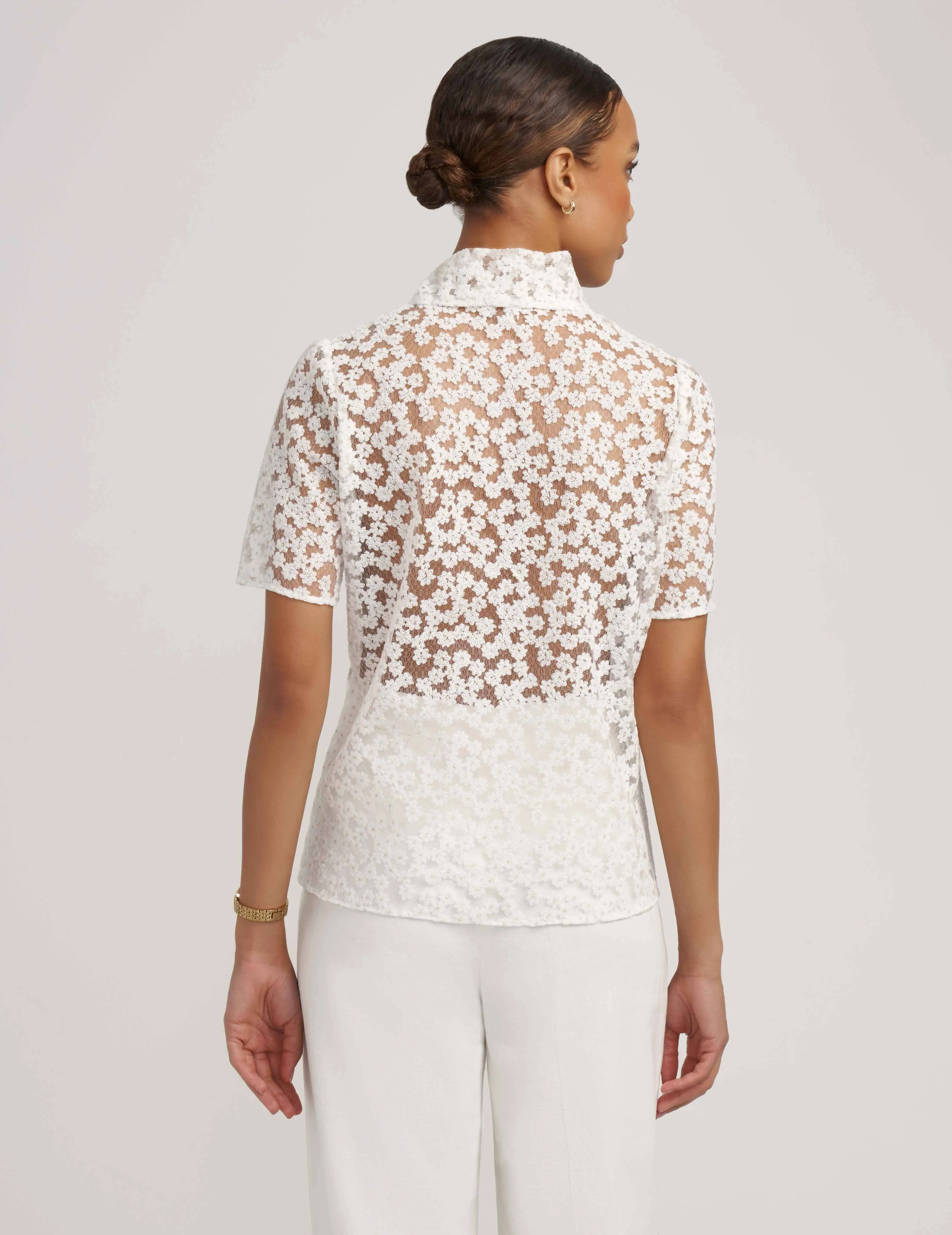 Tie Front Blouse with Lace Sleeves- Sale sold by Anne Klein product image thumbnail 3