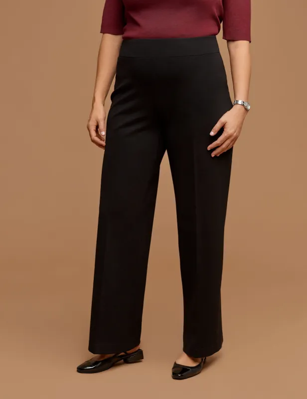 Plus Size Compression Pull-On Wide Leg Trousers made by Kasper