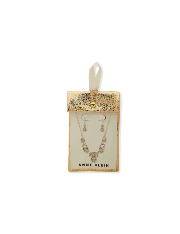 Cluster Earring/ Necklace Set-Neutral Crystal sold by Anne Klein