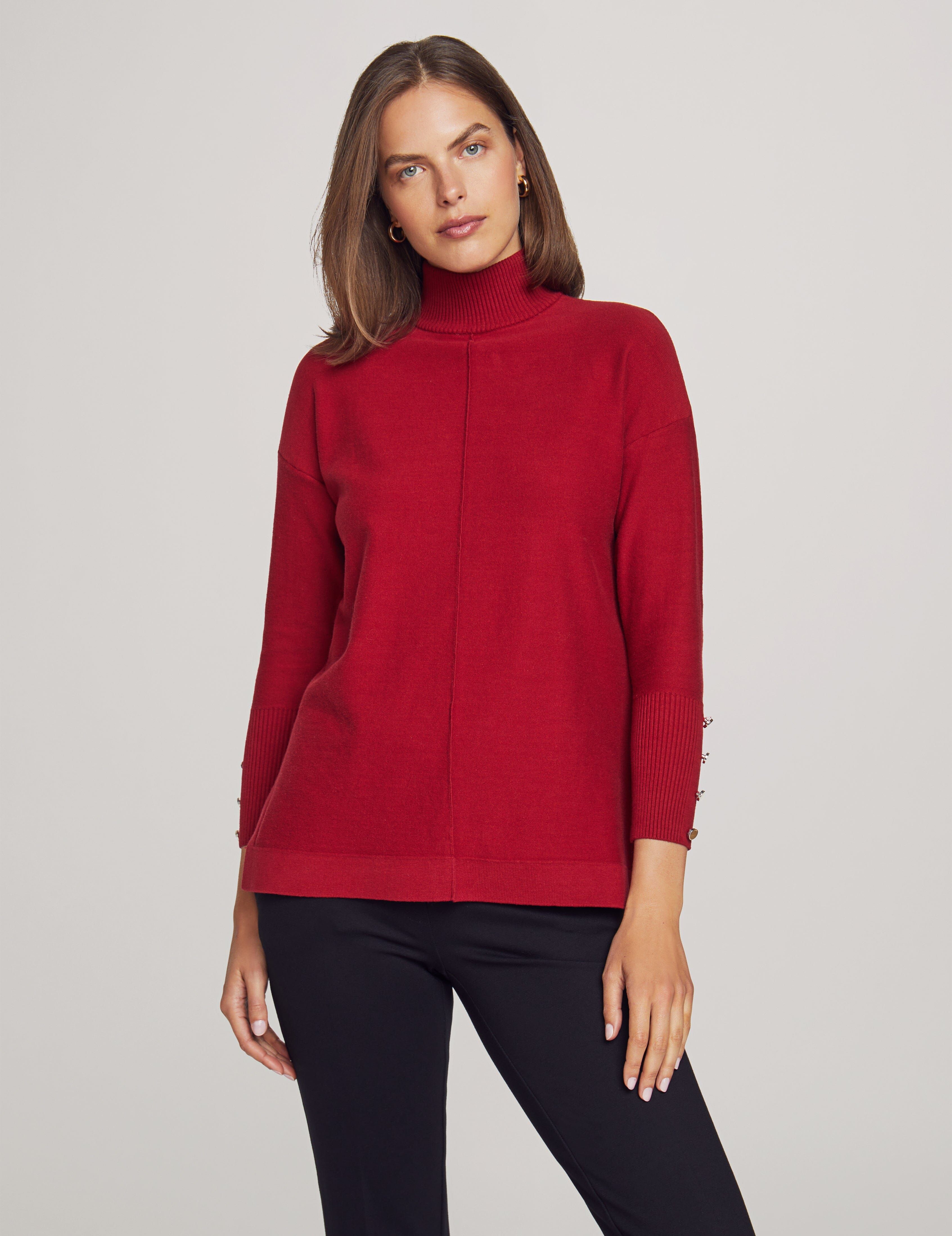 Mock Neck Long Sleeve Sweater With Buttons sold by Anne Klein