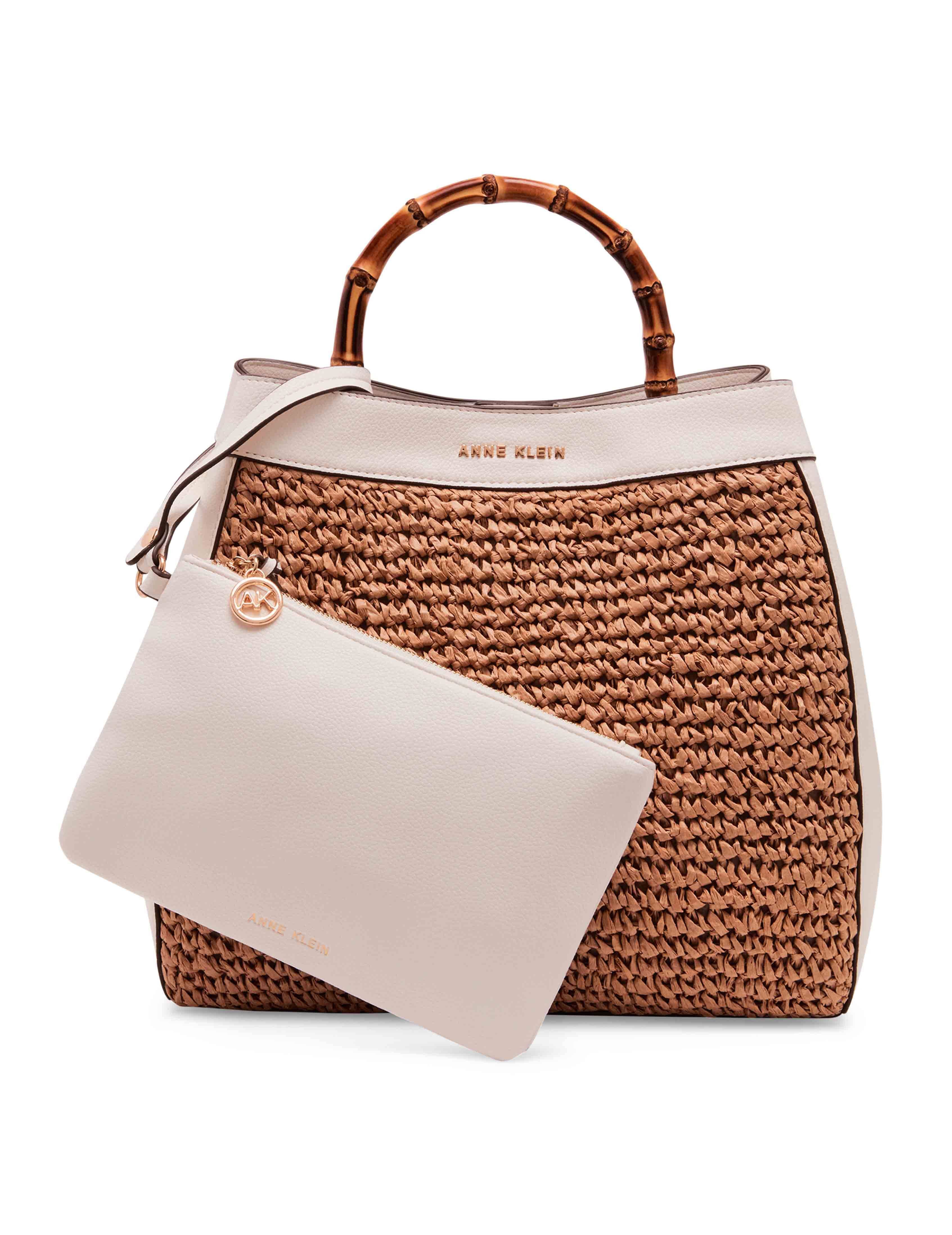 Bamboo Top Handle Soft Straw Tote sold by Anne Klein