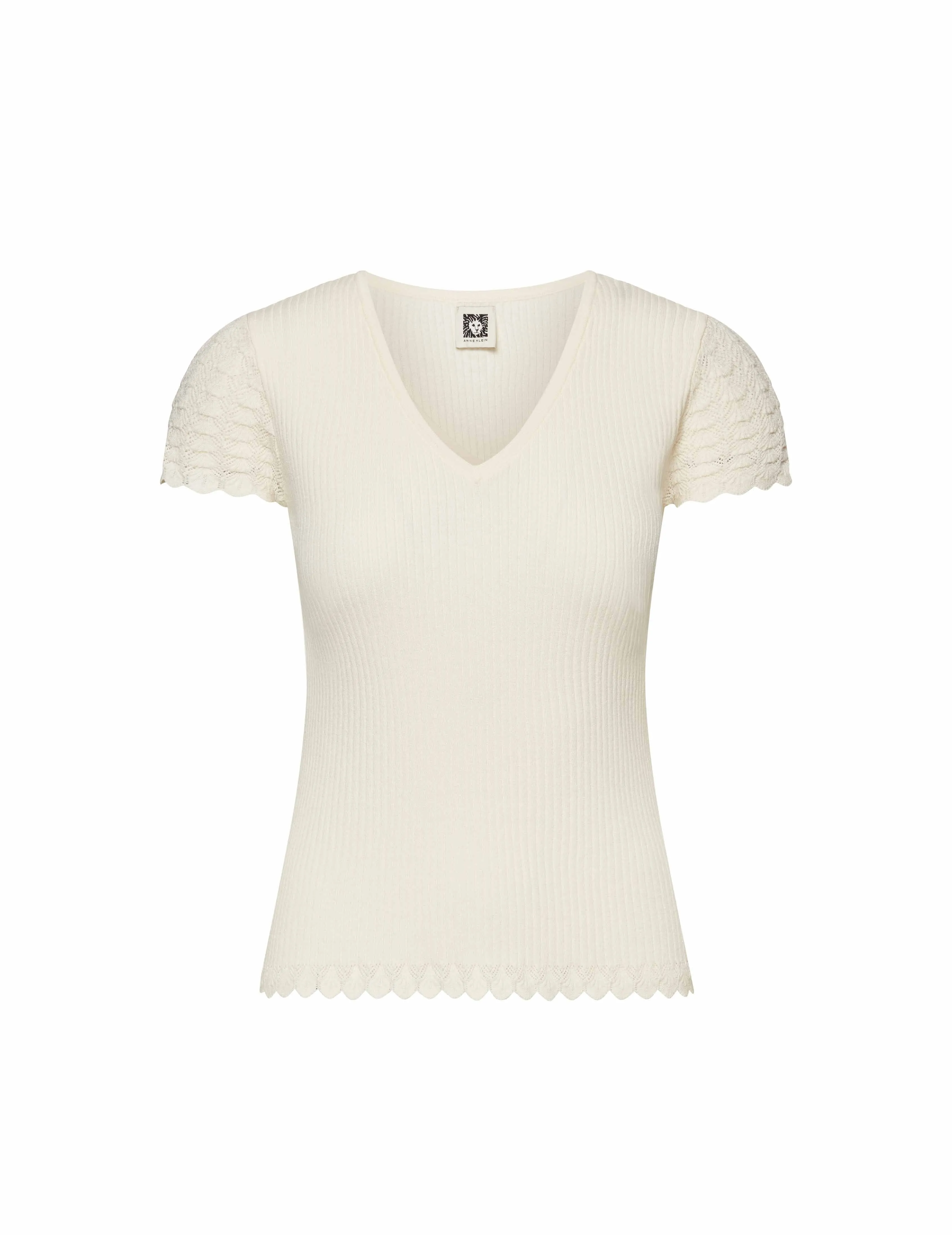 Pointelle Cap Sleeve V-Neck- Sale sold by Anne Klein product image thumbnail 2