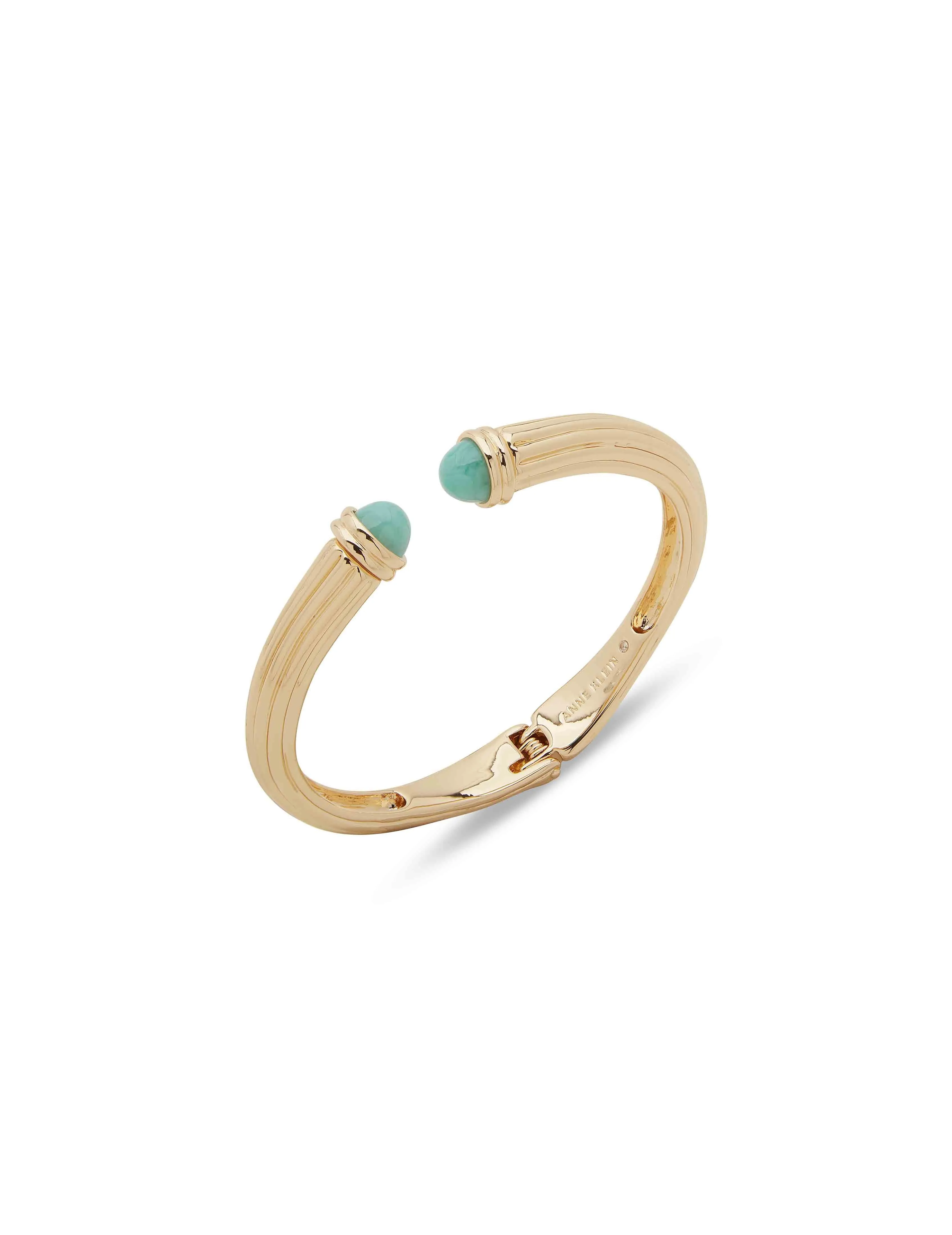 Gold Fluted Cuff Bracelet - Turquoise sold by Anne Klein