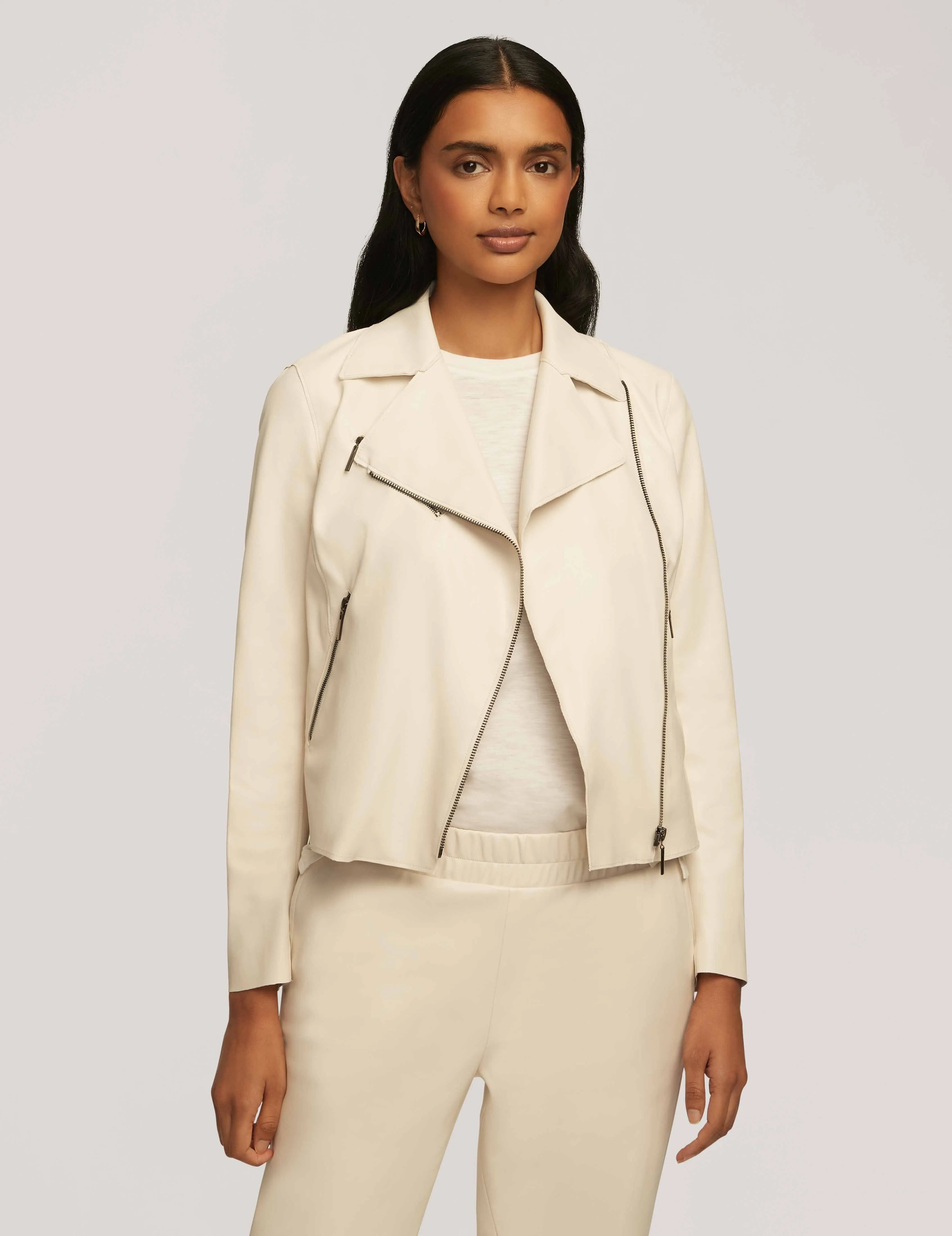 Vegan Leather Zip Front Moto Jacket- Sale sold by Anne Klein
