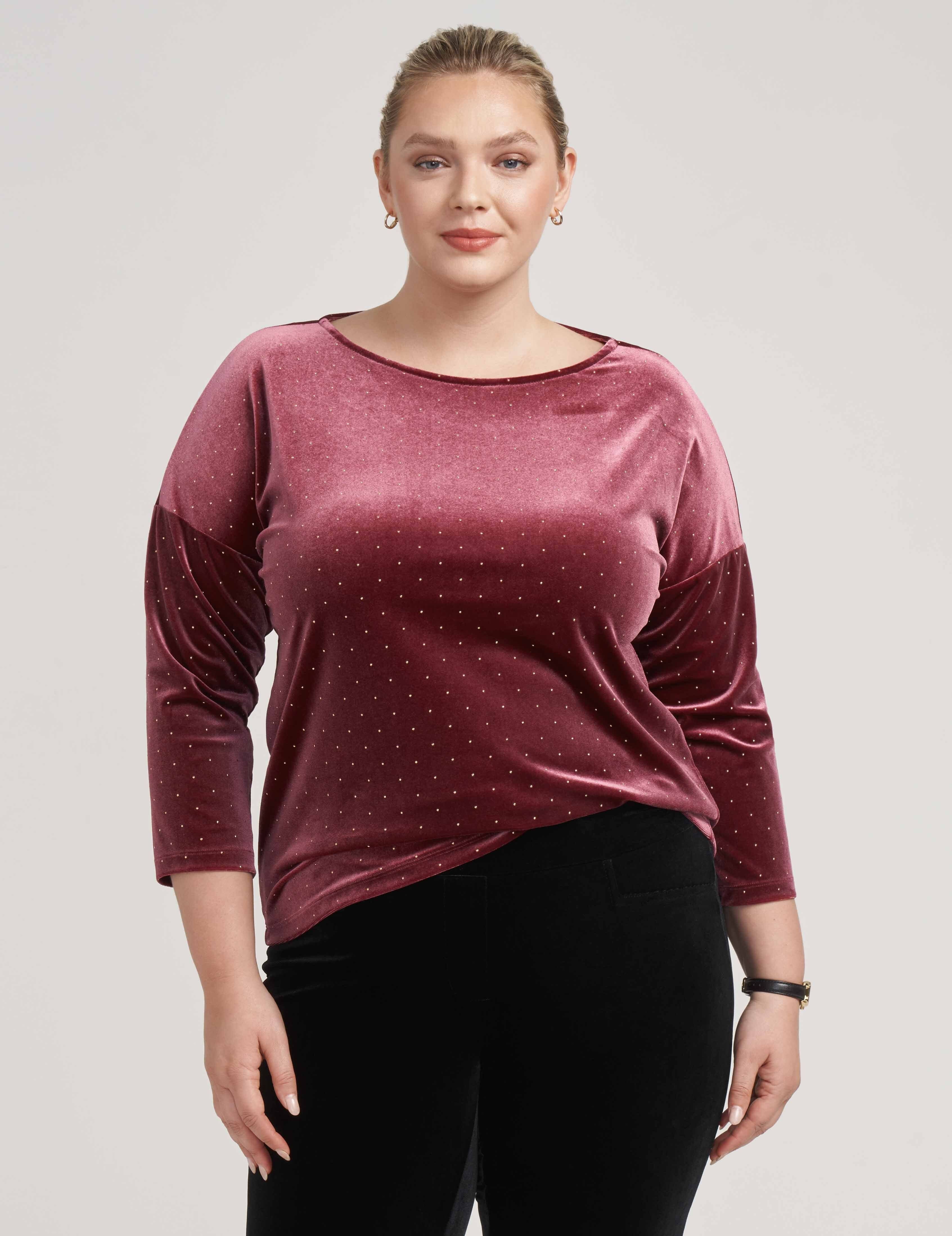 Plus Size Classic Dewdrop Dot Velour Top- Clearance sold by Anne Klein product image thumbnail 3