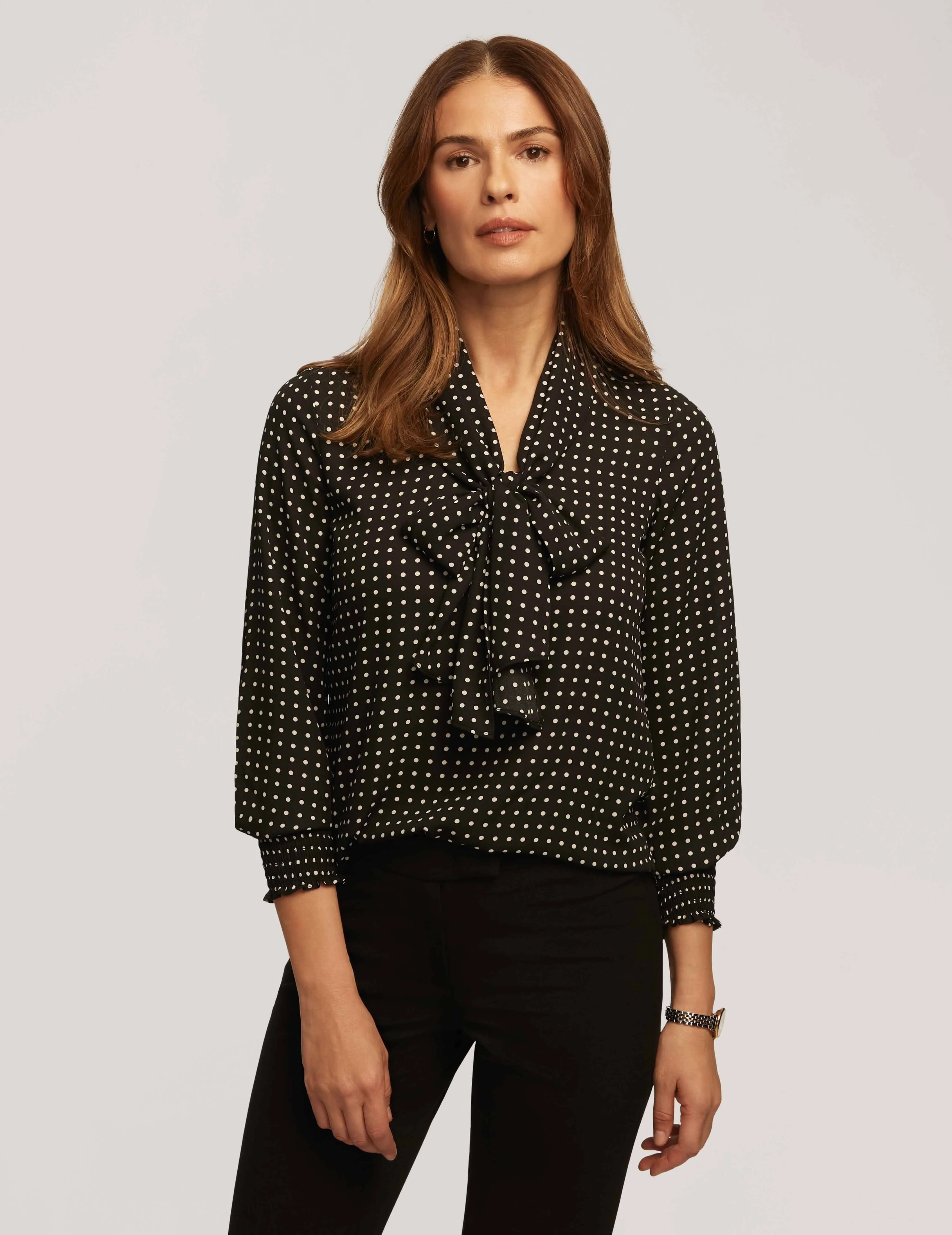 Printed Tie Neck Blouse- Sale sold by Anne Klein