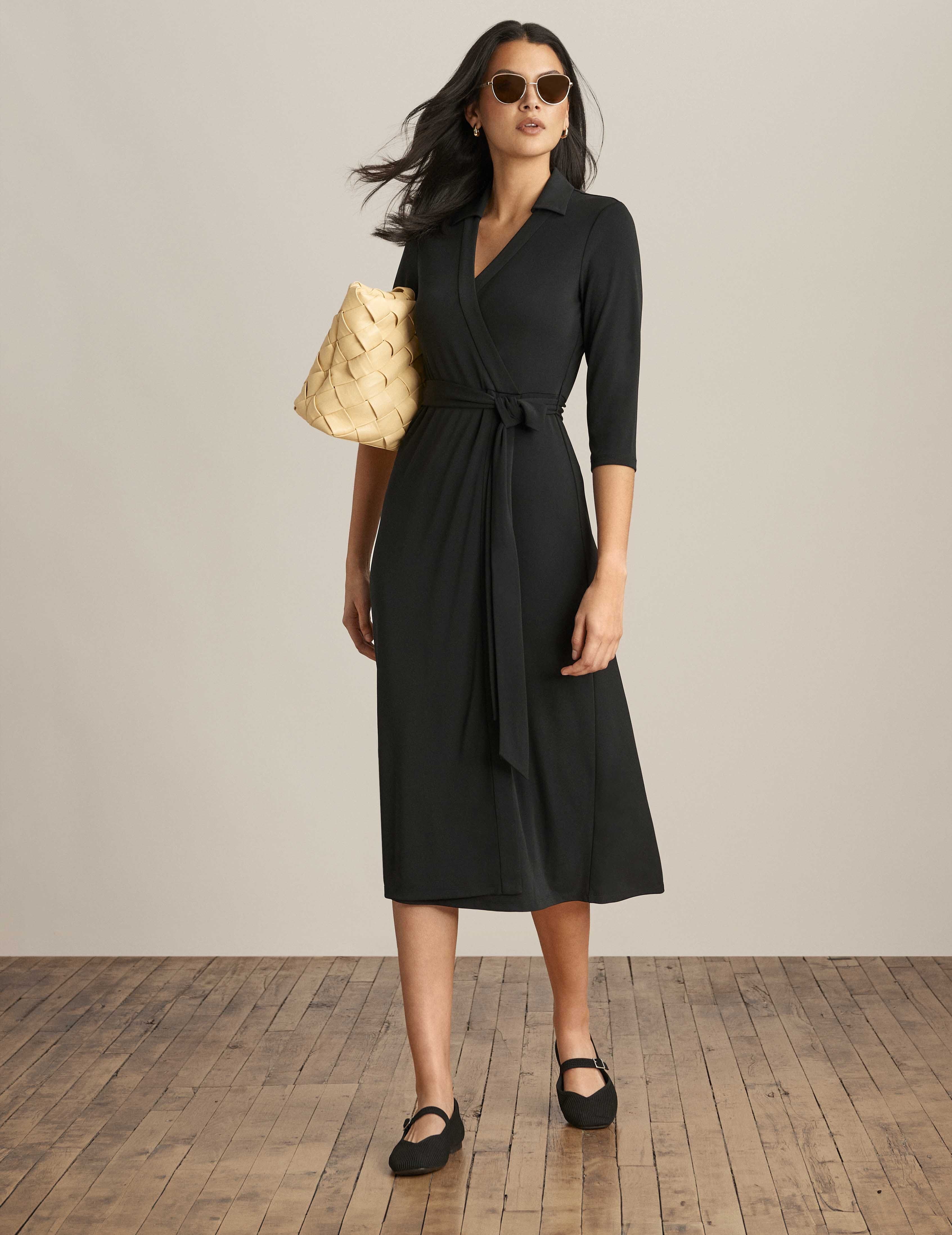 Midi Length Collared Wrap Dress sold by Anne Klein