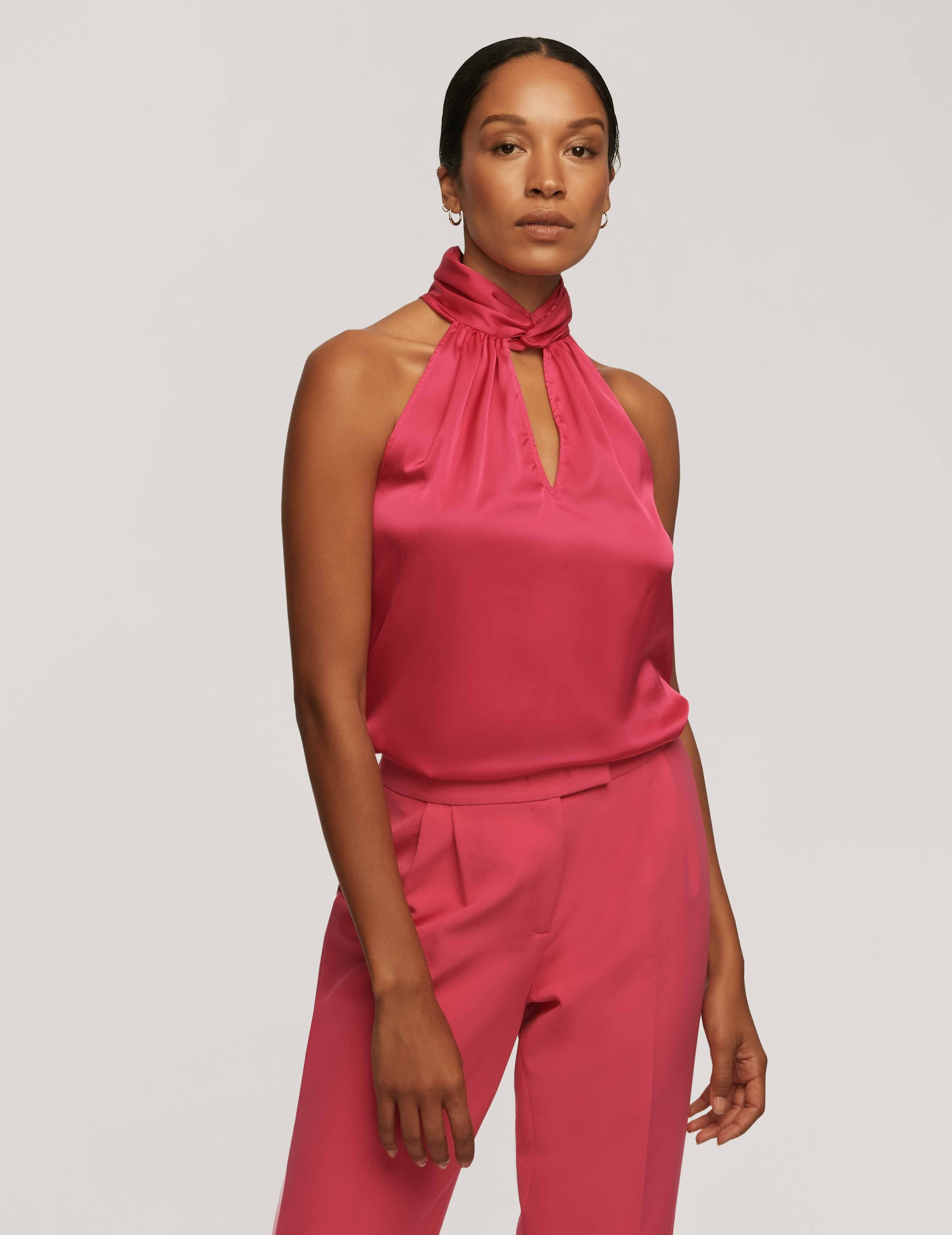 Matte Satin Twist Neck Halter Top- Clearance sold by Anne Klein product image thumbnail 3