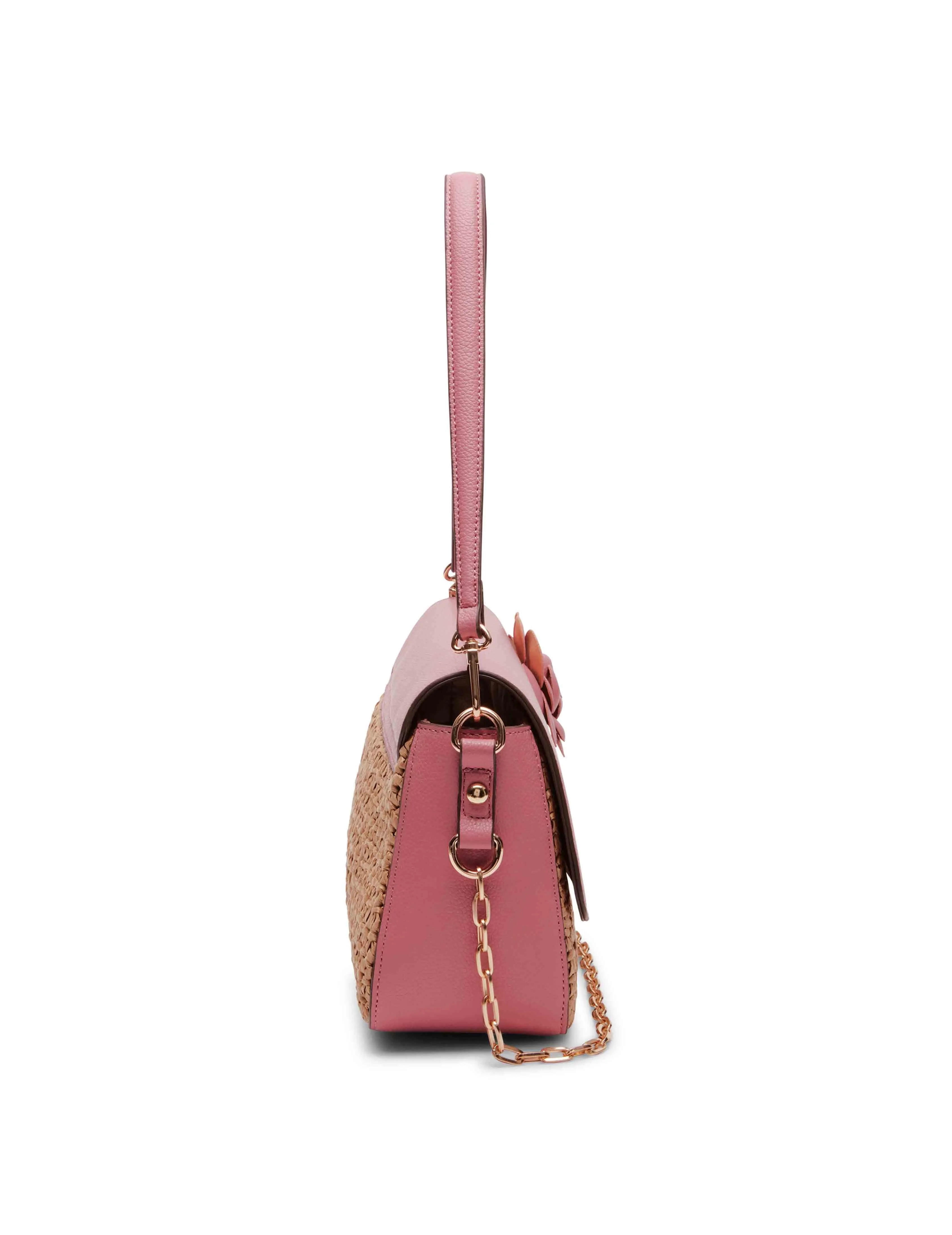 Soft Straw Flap Shoulder Bag With Floral Applique sold by Anne Klein product image thumbnail 5