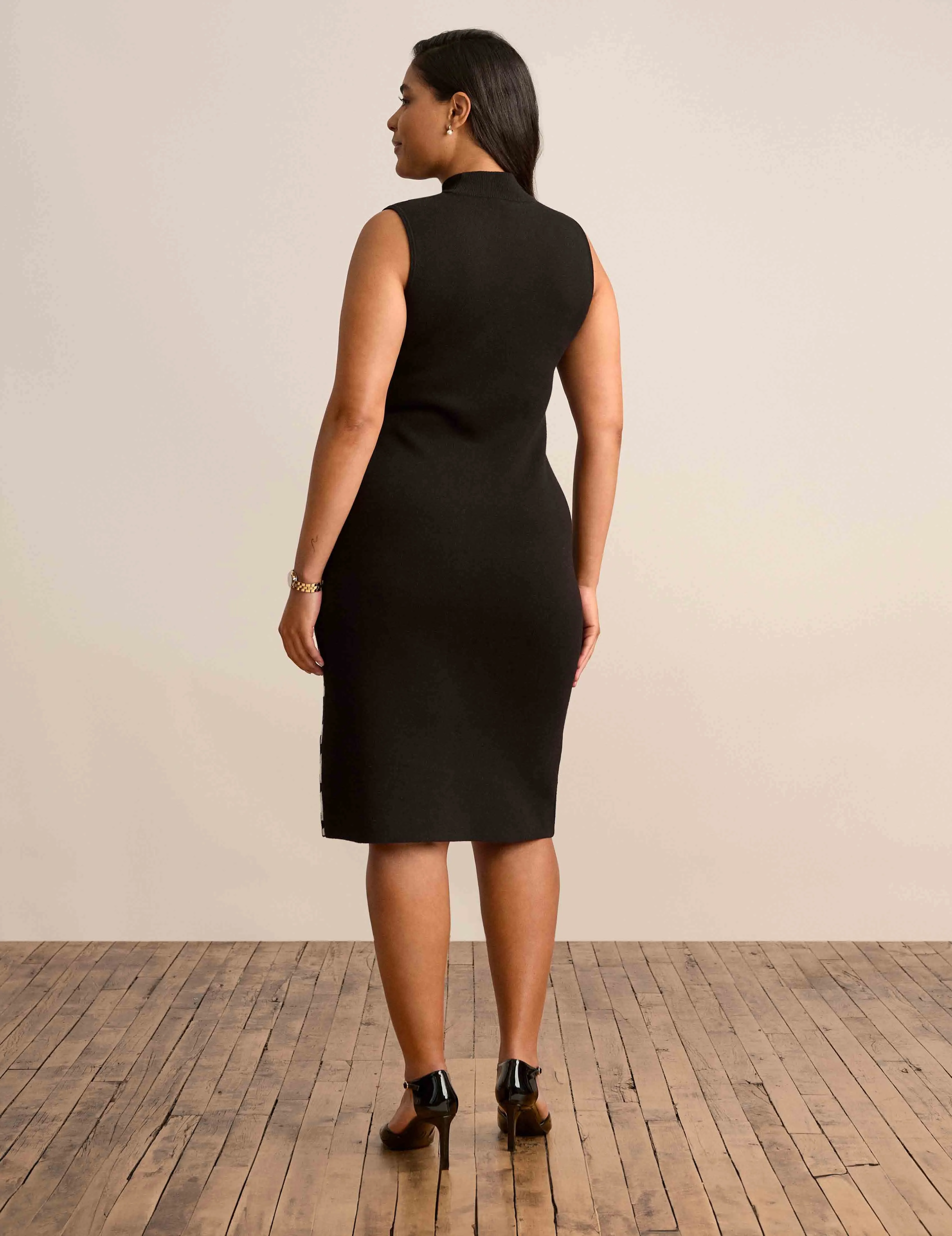 Petite Houndstooth Mock Neck Sweater Dress sold by Anne Klein product image thumbnail 2