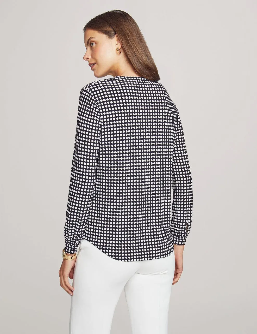 Pearly Dot Long Sleeve Split Neck Blouse- Sale sold by Anne Klein product image thumbnail 2
