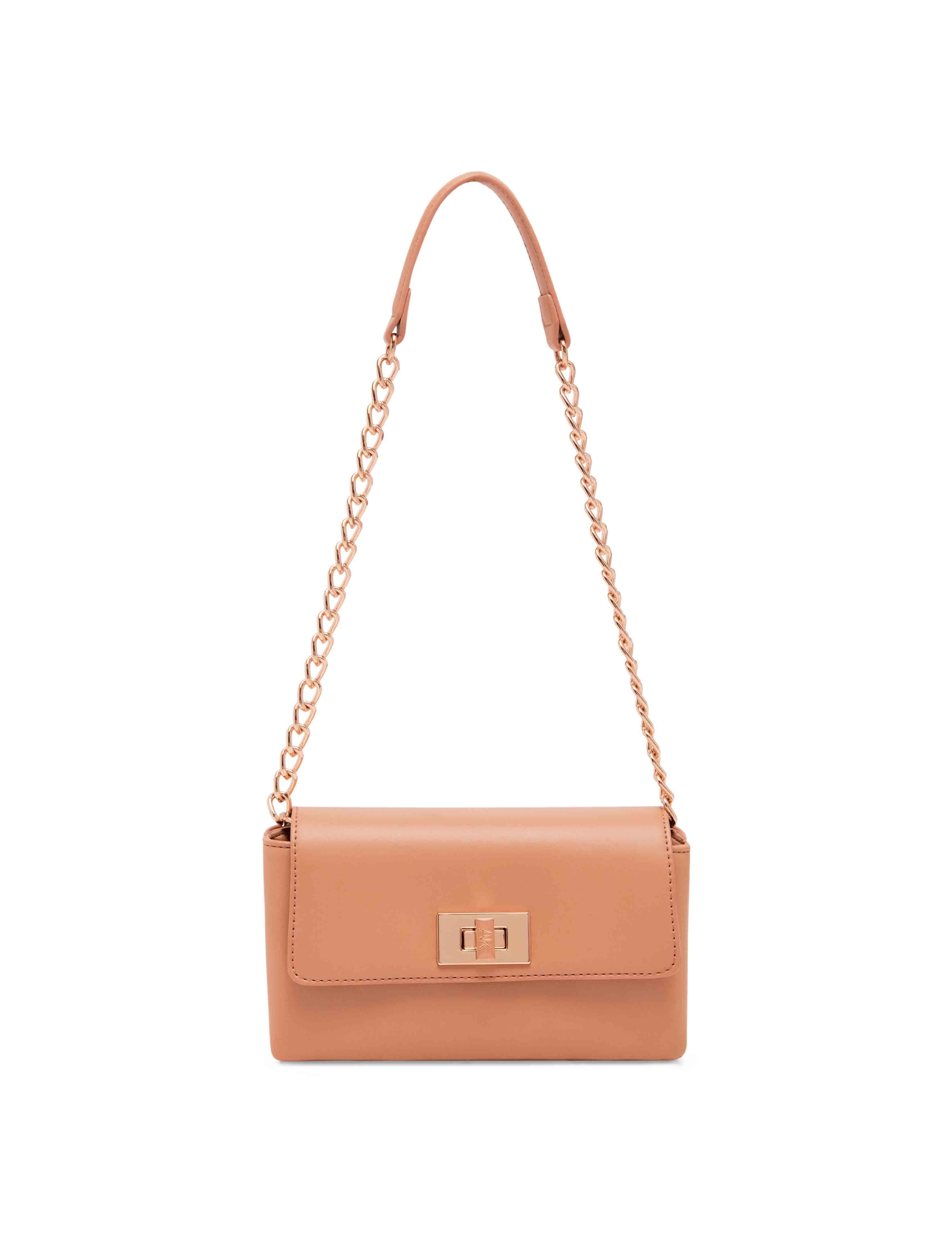 Mini Flap Shoulder Bag With Enamel Turn Lock sold by Anne Klein