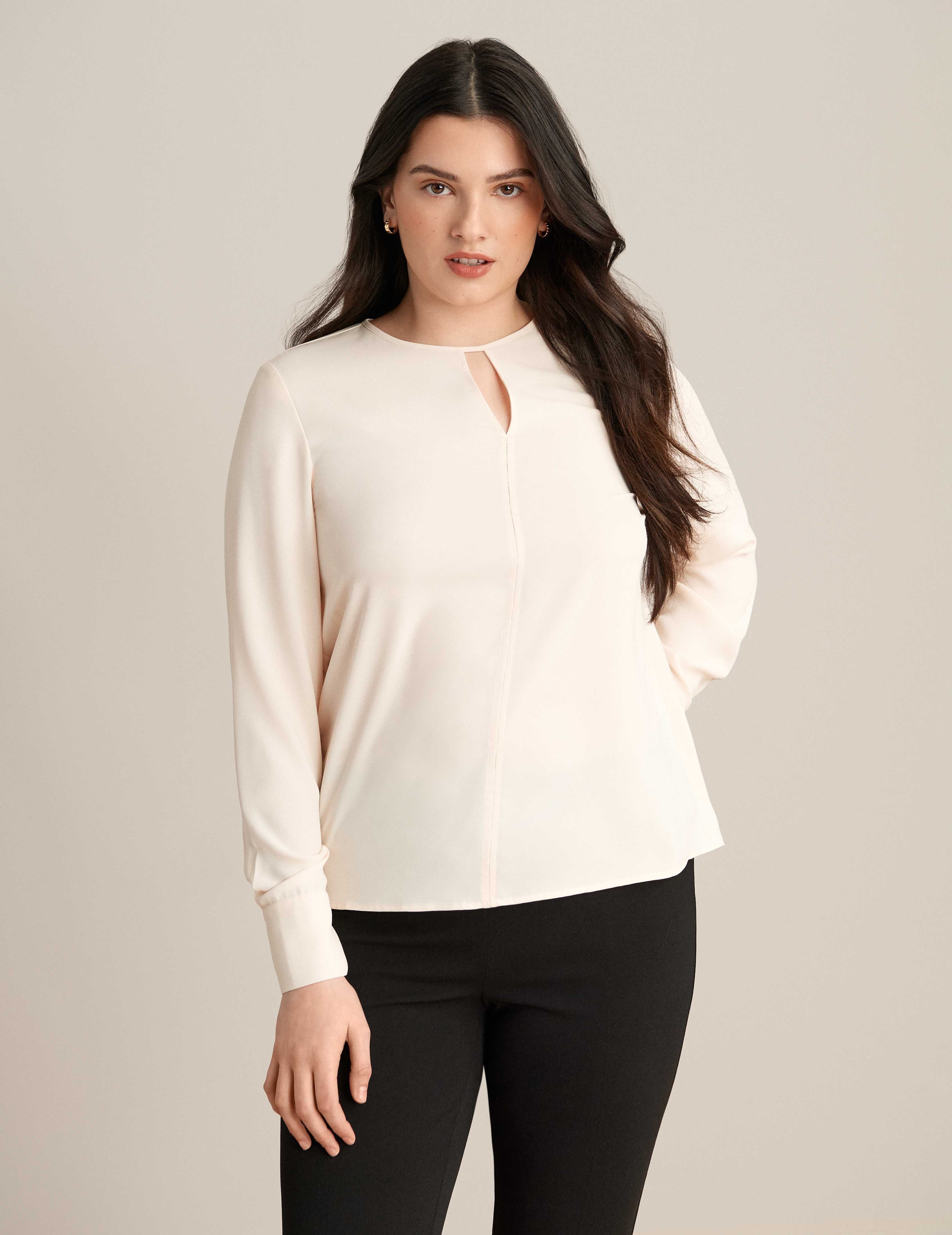 Long Sleeve Blouse With Keyhole Neckline sold by Anne Klein