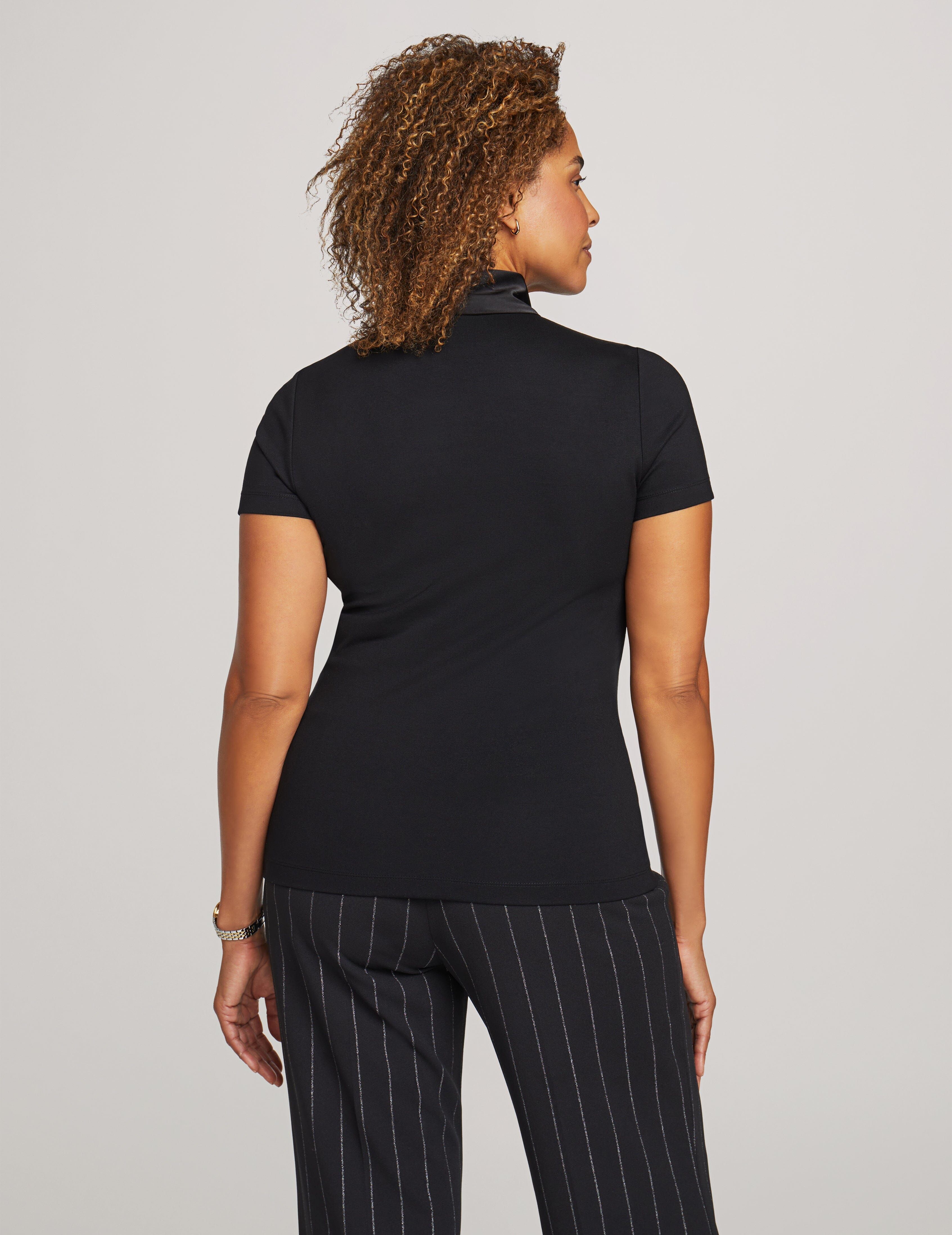 Short Sleeve Top with Matte Satin Bow sold by Anne Klein product image thumbnail 2