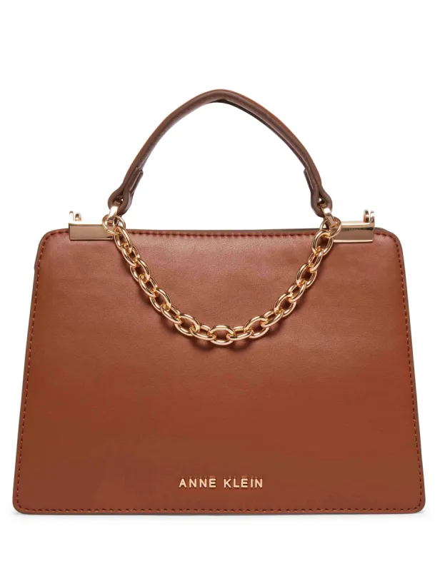 Mini Convertible Snake Trimmed Satchel With Swag Chain sold by Anne Klein