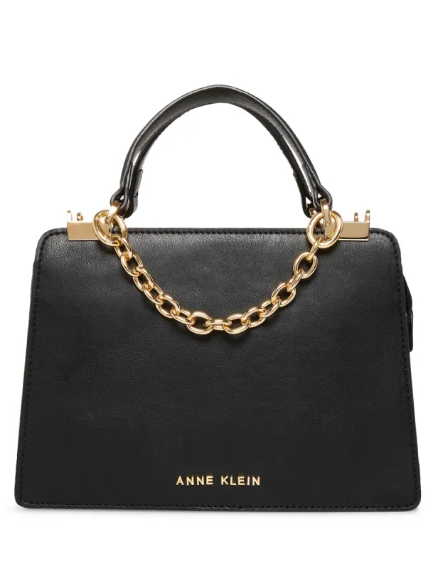 Mini Convertible Snake Trimmed Satchel With Swag Chain sold by Anne Klein