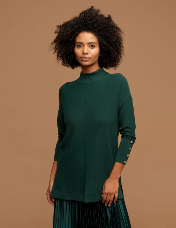 Mock Neck Long Sleeve Sweater With Buttons sold by Anne Klein