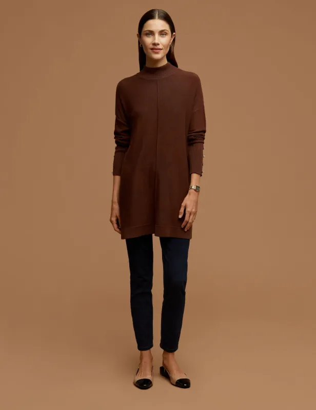Mock Neck Long Sleeve Sweater With Buttons sold by Anne Klein