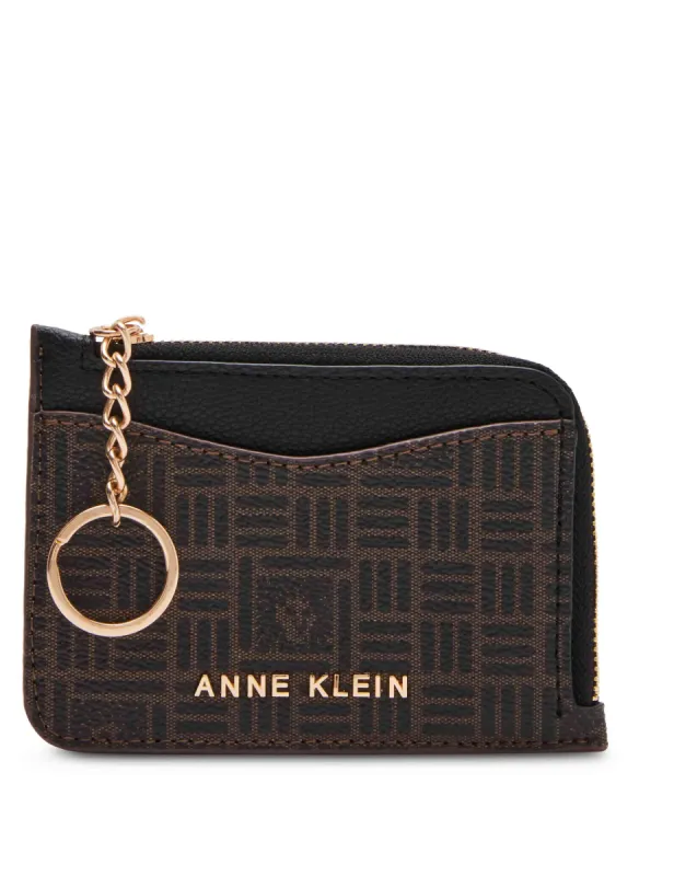AK Zip And Go Curved Card Case In Tile Lion Logo sold by Anne Klein