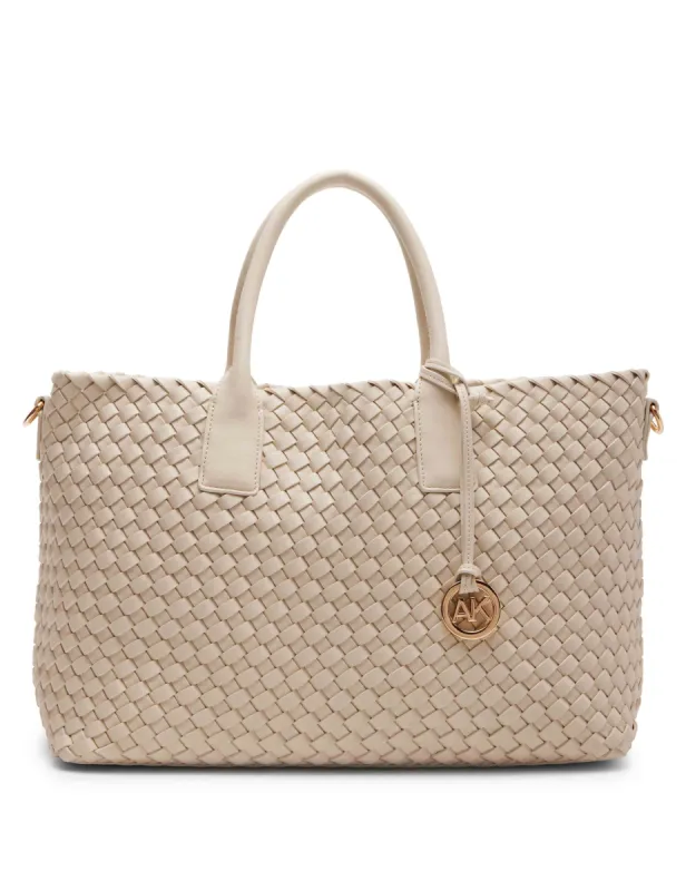 Large Woven Tote With Detachable Pouch sold by Anne Klein