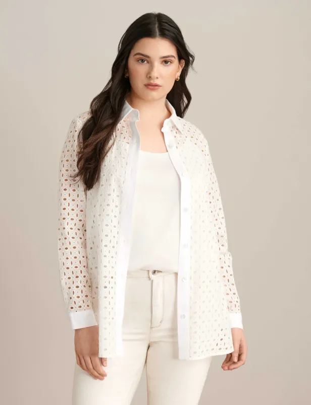 Eyelet Button Front Top sold by Anne Klein