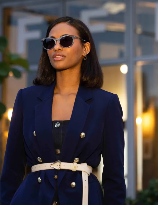 Anne Stretch Faux Double Breasted Blazer Jacket sold by Anne Klein