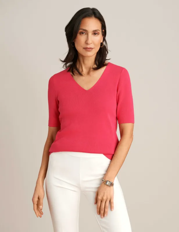 Half Sleeve V Neck Top sold by Anne Klein
