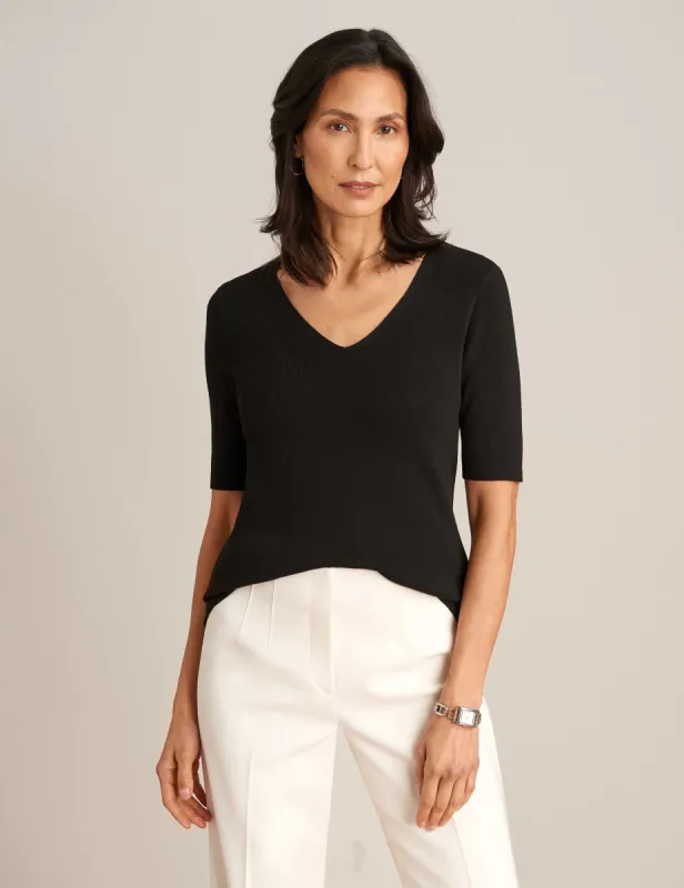 Half Sleeve V Neck Top sold by Anne Klein
