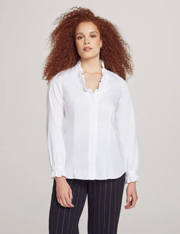 Long Sleeve Ruffle Button Down Shirt sold by Anne Klein