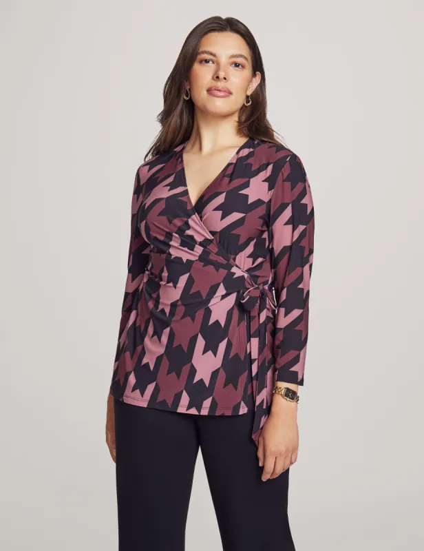 Printed 3/4 Sleeve Wrap Top sold by Anne Klein
